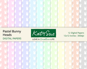 Pastel Bunny Heads | 12x12 Digital Papers