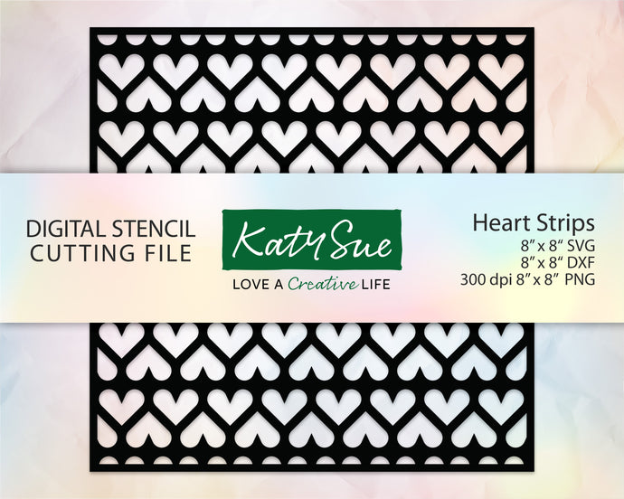 Heart Strips Stencil | Digital Cutting File