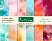 Water Colour Summer Hues | A4 Digital Papers